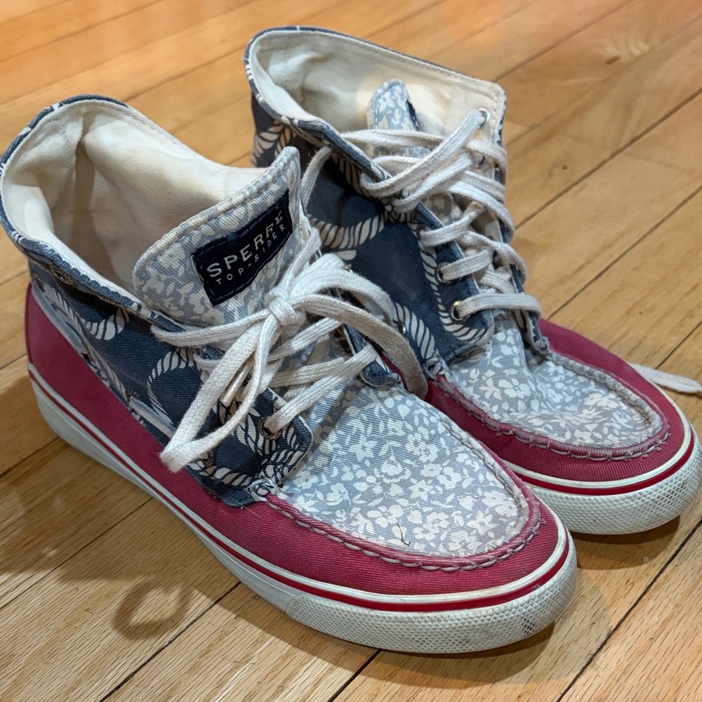 Sperry Red and Blue Patterned High-Tops